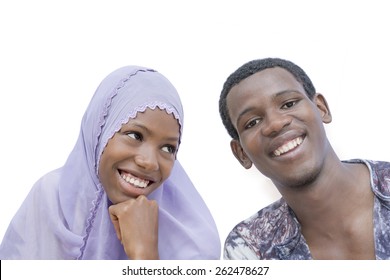Young couple showing a beautiful complicity, isolated 