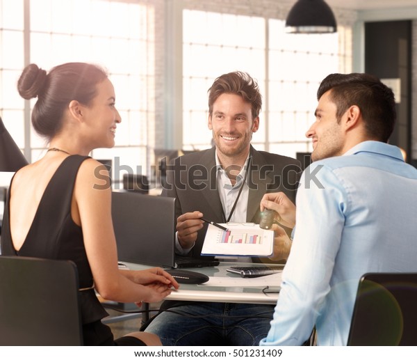 Young Couple Sitting Desk Financial Advisor Stock Photo Edit Now