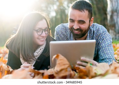 Young couple with tablet computer