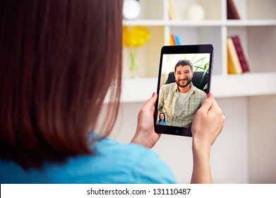 Young Couple Talking Online Video Chat