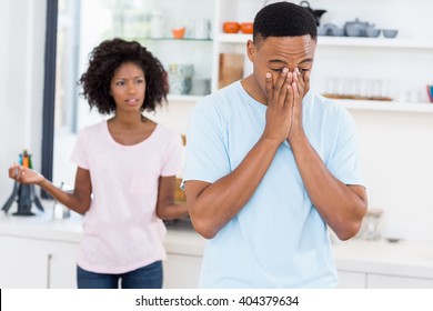 Young couple upset with each other at home