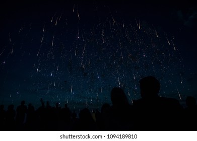 Young Couple Watching Fireworks