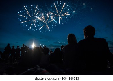 Young Couple Watching Fireworks