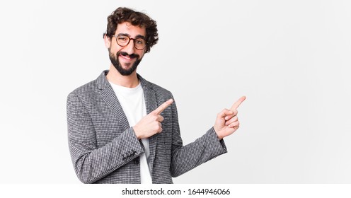 Young Crazy Businessman Smiling Happily Pointing Stock Photo (Edit Now ...