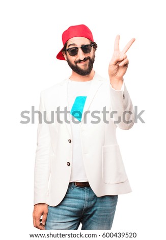 young crazy businessman victory sign