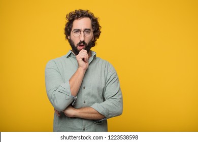 Young Crazy Man With A Goofy, Dumb, Silly Look, Feeling Shocked And Confused At A Recent Realization, Not Really Understanding An Idea.