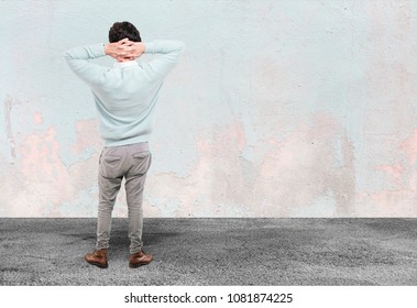 young crazy man satisfied expression and pose.full body cutout person against white background - Shutterstock ID 1081874225