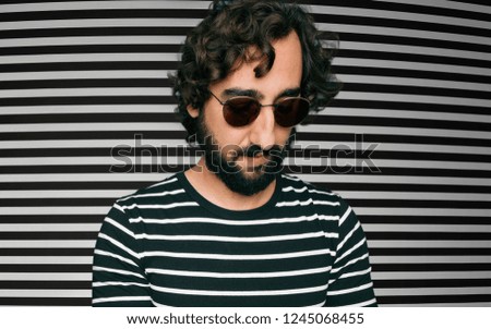young crazy man and stripped optical effect