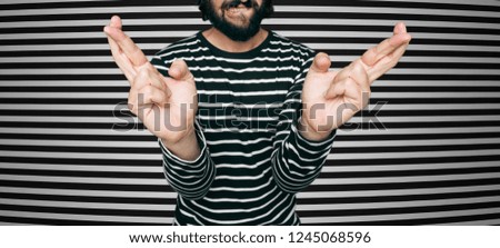 young crazy man and stripped optical effect