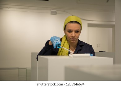 Young Curator Of The Museum Preparing Space For Her's First Exhibition