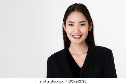 Young And Cute Beautiful Black Long Hair Woman Pose With Self-confidence On White Background.