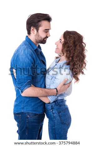 Similar – Image, Stock Photo Young couple screaming to each other