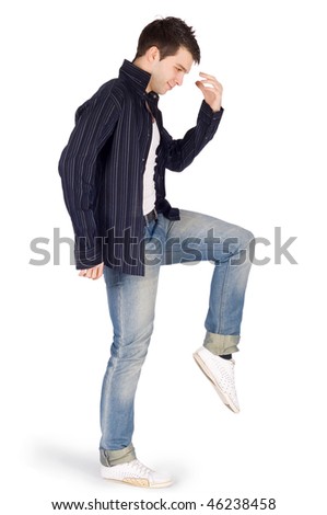 Young dancer over white background