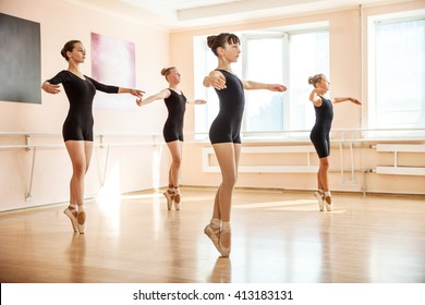 Young Dancers In Ballet Class 