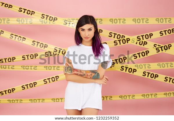 Young Darkhaired Girl Purple Hair Tips Stock Photo Edit Now