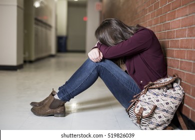 A Young depress female student at the college