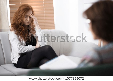 Similar – Image, Stock Photo Depressed woman with her head on a laptop