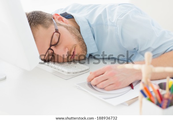 Young Designer Sleeping His Desk Creative Stock Photo Edit Now