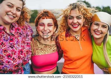 Similar – Foto Bild Eine junge blonde Boho-Frau und ein junger Mann mit einem Hirsch.