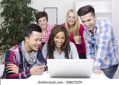 Young Diverse Team Of Students Or Employees Working