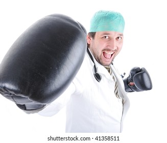 Young Doctor With Boxing Gloves