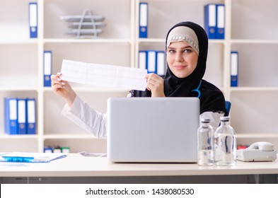 Young Doctor In Hijab Working In The Clinic 