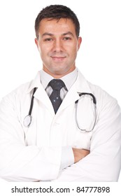 young doctor standing with his arms crossed and smiling