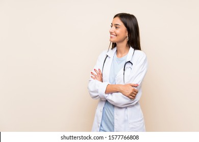 Young Doctor Woman Over Isolated Background Looking To The Side