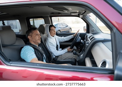 Young driver showing progress and confidence during a driving le