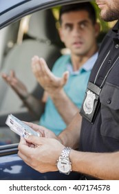 Young Driver Is Very Angry With A Policeman 