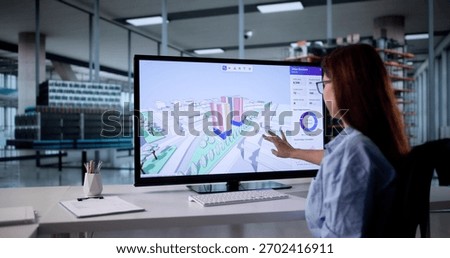 Young Engineer Using GIS Software For Construction Inspection On Desktop Computer.