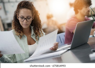 Young Entrepreneur Women Working In Office On Laptop