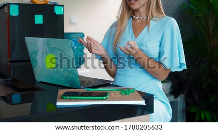 Similar – Image, Stock Photo Girl stiring coffee and looking her tablet