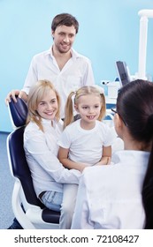 Young Family With A Child In The Dental Office