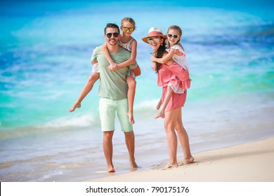 Young family on vacation have a lot of fun