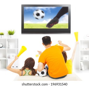 Young Fans Yelling  And While Watching Soccer Game