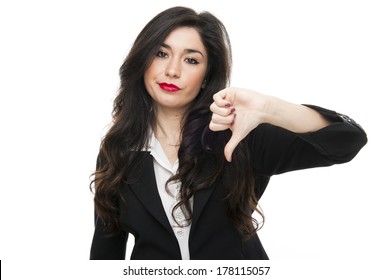 Young Fashion Business Woman Say No On White Background