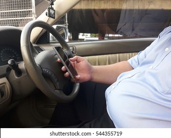 fat man in car