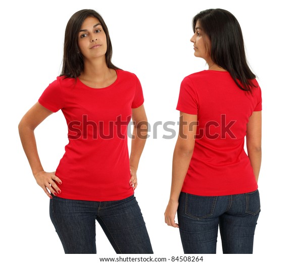 Young Female Blank Red Tshirt Front Stock Photo 84508264 | Shutterstock