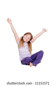 A Young Female Child Celebrating Sitting Down