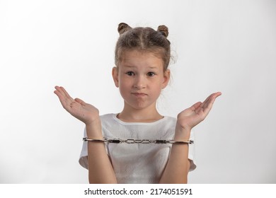 Young Female Escape Artist - Girl With Handcuffs - Child In Trouble