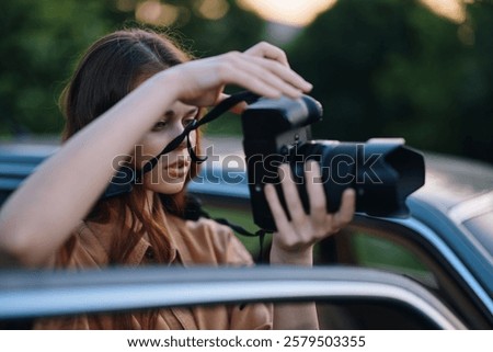 Similar – Image, Stock Photo Outdoor photographer captures serene lakeside moments