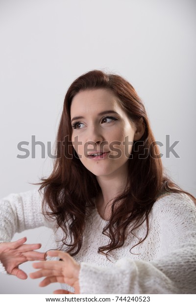 Young Female Portrait On White Background Stock Photo Edit