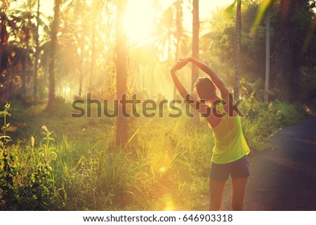 Similar – Image, Stock Photo Morning in a forest meadow, a little worried the roebuck that backs up behind him to the forest.