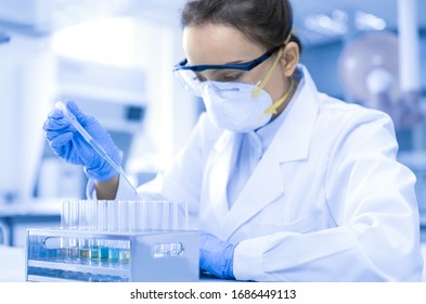 Young Female Scientist Working In The CDC Laboratory.