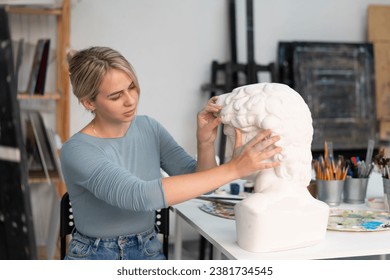 Premium Photo  Side view woman clay sculpting