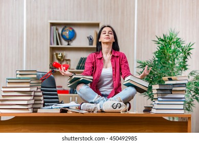 Young female student preparing for college school exams - Shutterstock ID 450492985