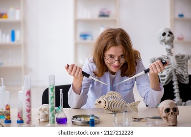 Young Female Zoologist Working At The Lab