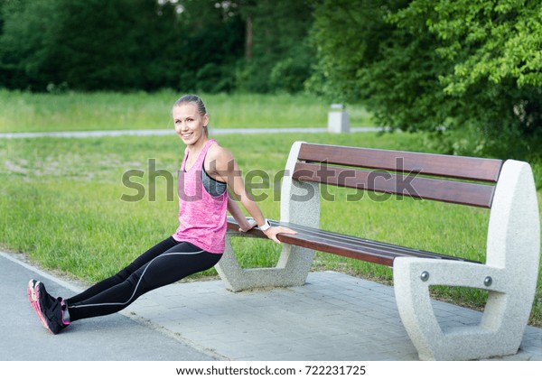 Young Fit Female Workout Clothes Stretching People Sports