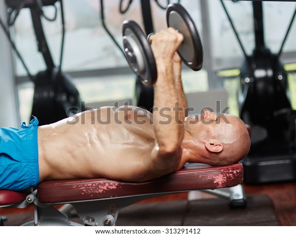 Young Fit Man Working Out Bench Stock Photo Edit Now 313291412